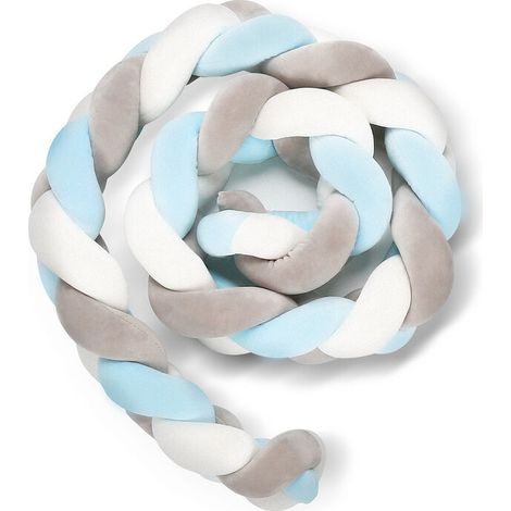 2M Baby Nestchen Schlafen Orthopädisches Bettschlange Knotenkissen Matratze Grau Weiß Blau - Grau weiß blau (1/5)