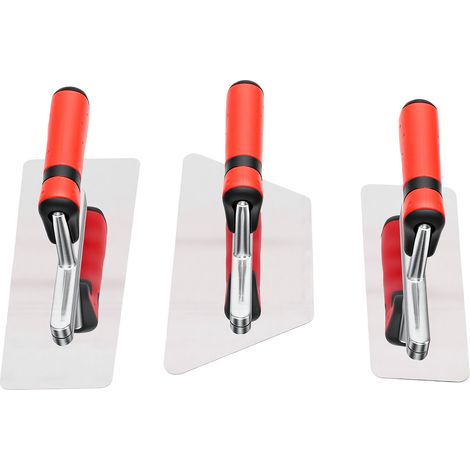 Ensemble de 3 truelles de finition en acier inoxydable poli, outils à main pour le plâtrage avec manche. (1/5)