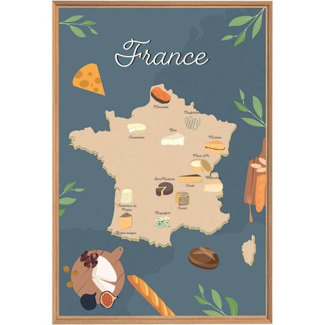 Tableau mural encadré fromages de France 65x97 cm (1/5)