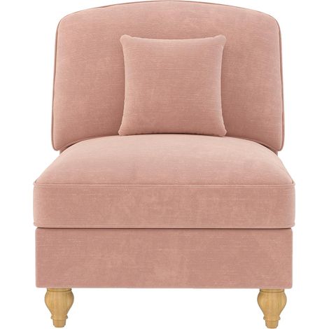 Canapé Windsor sans accoudoirs, en tissu chenille, avec 1 coussin rose, un meuble de haute qualité, au design élégant et moderne (1/5)