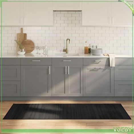 376870 Tapis rectangulaire noir 70x200 cm bambou (1/5)