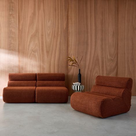 Lot de 3 chauffeuses bouclette texturée 1 place - L 81 x P 99 x H 75cm - Nova Bouclette texturée Terracotta (1/5)