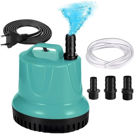 Mini pompe à eau 20W 1500L/H pompe submersible : pompe à eau d'aquarium, pompe de bassin, avec 3 buses et tuyau de 1,5 m, pompe submersible d'aquarium ultra silencieuse pour bassins, aquarium (1/5)