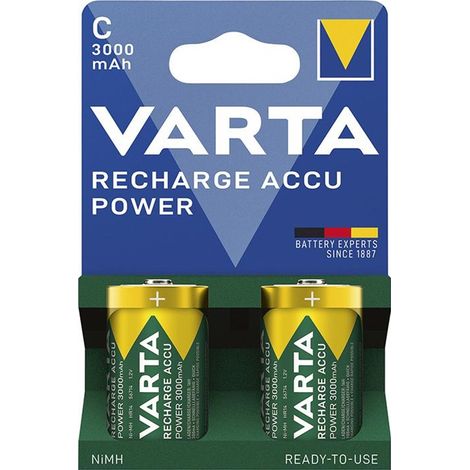 Varta Recharge Akku Power C HR14 1,2V 3000 mAh 2 Stück - Leistungsstarke Nickel-Hydrid Akkus für Audio-Geräte, LED-Taschenlampen (1/3)