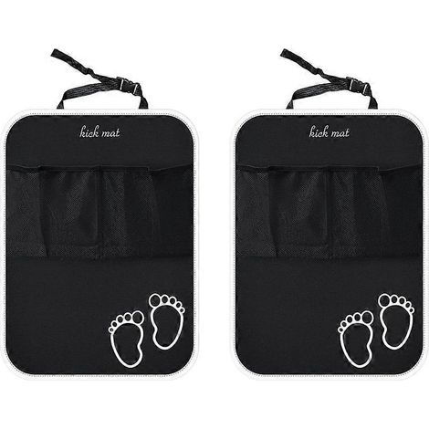 Tapis de protection anti-coups de pied pour voiturehousse de siège arrière noire imperméable pour bébé et enfant. (1/5)