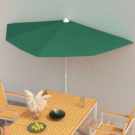 Demi-parasol de jardin avec mât 180x90 cm vert (1/5)