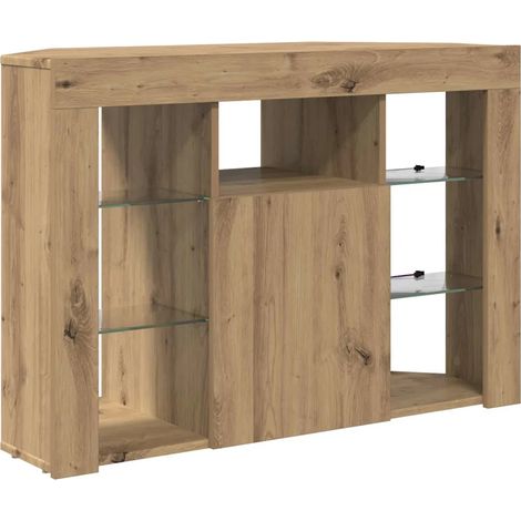Meuble TV d'angle mural rangement 100 x 40 x 68 cm style moderne finition mate en bois d'ingénierie chêne artisanal (1/5)