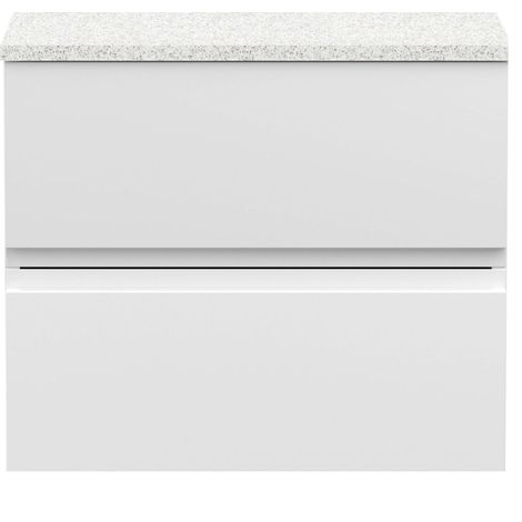 Mavesyn Contemporary 2 Drawer Wall Hung Vanity Unit with Laminate Worktop, Satin White, 600mm
