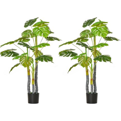 2 plantas artificiales 120 cm monstera artificiales árboles artificiales decorativos con 20 hojas para hogar salón dormitorio verde (1/5)