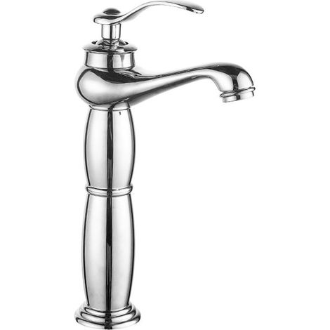 Kaelt - Robinet de lavabo salle bain or et blanc d'évier en laiton Mitigeur chaud froid, robinet de salle de bain à poignée unique(Chrome tall) (1/5)