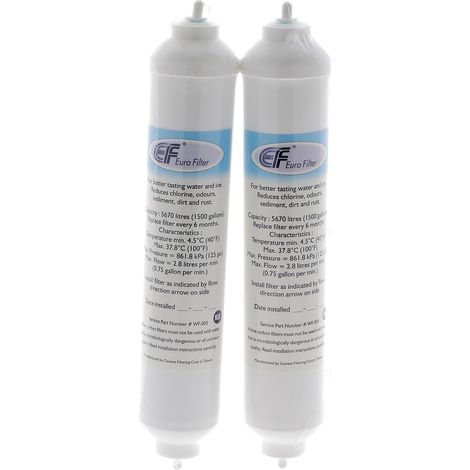 Filtres à eau universels pour frigo – WF005X2 – Élimine le chlore et les sédiments – Tuyau 1/4" pour Samsung, LG, Daewoo – Euro Filter (1/4)