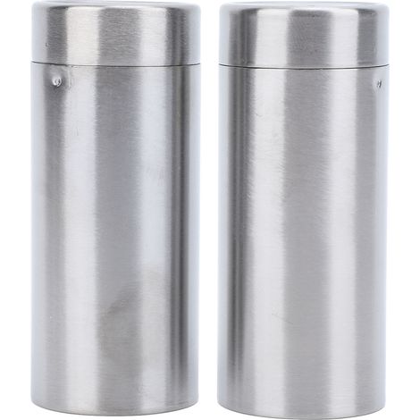 Shakers à épices 2pcs Acier inoxydable 304 Design élégant Grande capacité Pour sel poivre Cuisine moderne (1/4)