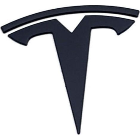Trendiger Frontaufkleber mit erhabenem T-Logo aus Metall, matt schwarz, mit 3M-Kleber, für Tesla Model 3, Model Y, Highland Juniper (nur T-Logo) (1/5)