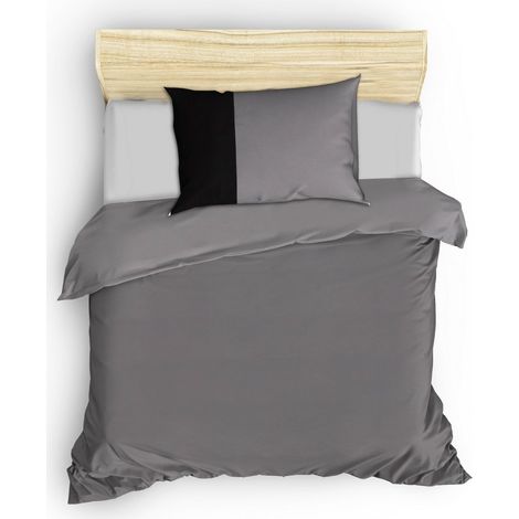 Copripiumino, copripiumino, biancheria da letto Set 100% Cotone Grigio Nero (1/2)