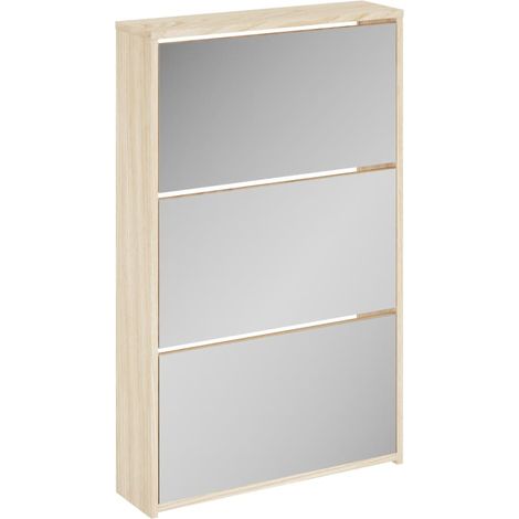 Maison Exclusive - Scarpiera con 3 Ripiani e Specchio Colore Rovere 63x17x102,5 cm