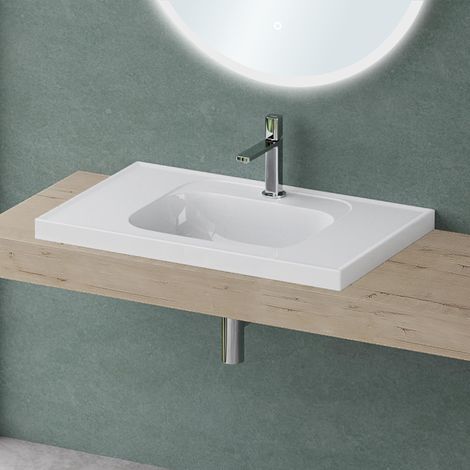 Mai & Mai Lavabo da Appoggio 80cm, Lavabo Bagno Sospeso Lavandino Bagno Angolare Colossum3601-800 Lavabo da Minerale fuso (1/5)