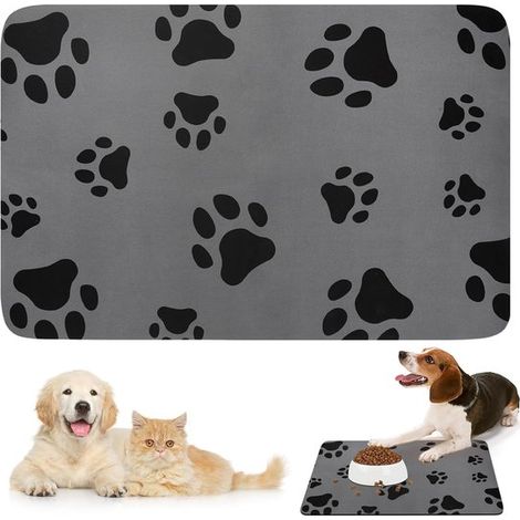 Alfombrilla absorbente para comederos de gatos de 40 × 60 cm，impermeable y antideslizante，apta para comederos de perros y gatos (1/5)