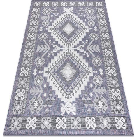 Carpet SISAL SION aztec 3007 Flat woven blue / pink / ecru blue 140x190 cm