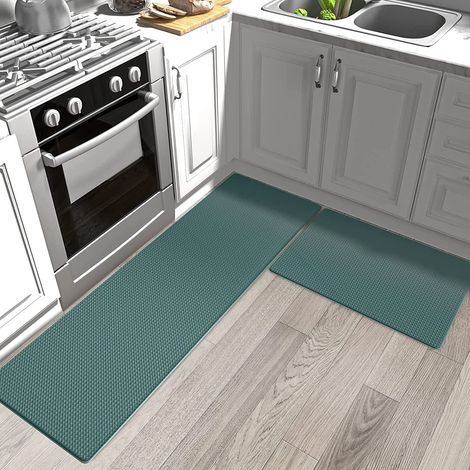 Home PVC Leather Waterproof Floor Mat/Foot Mat, Creative Cartoon Long Strip Kitchen Anti-slip and Oil-proof Mat - Army Green - 44751CM