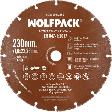 disco corte madera / plastico ø 230 mm. filo de carburo de tungsteno (1/4)