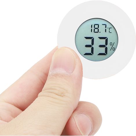 Mini-Runddisplay mit integriertem digitalem LCD-Thermometer, Hygrometer und Temperaturanzeige für den Innenbereich (weiß) (1/5)