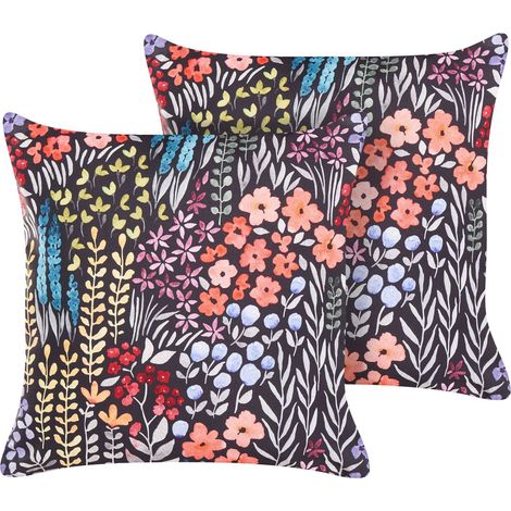 Gartenkissen 2er Set CASTELARO Blumenmuster 45 x 45 cm Bunt