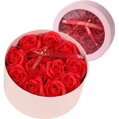Ramo de flores de jabón perfumadas en una caja decorativa, rosas rojas BUK26CZE