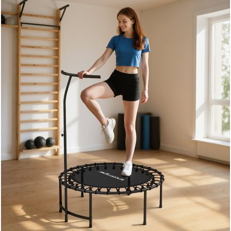 Trampolín de fitness con asa regulable en 5 posiciones, Ø102 cm, negro OKMYHOME (1/5)