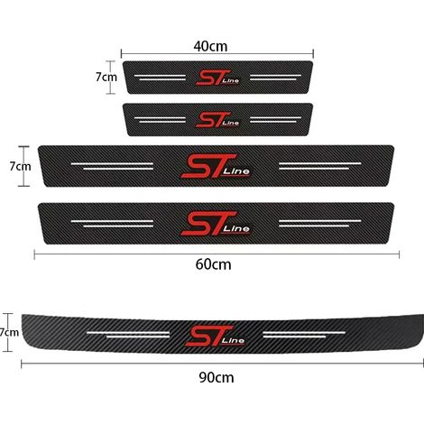(5 pièces) Bande adhésive de protection en fibre de carbone pour seuil de porte de voiture, film protecteur imperméable, compatible avec les modèles suivants : Focus ST x2, Kuga, Mondeo et Ecosport. (1/4)