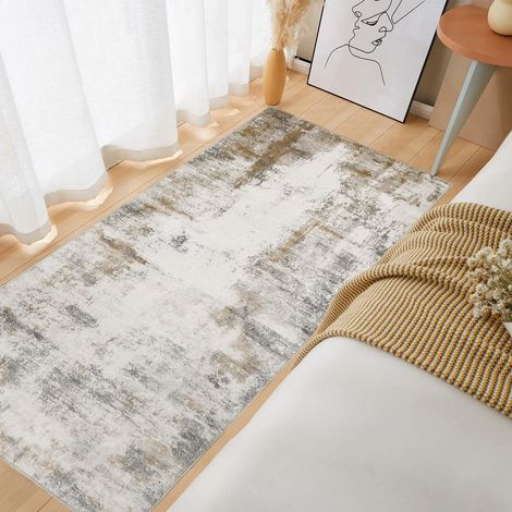 Tapis Couloir Long 60x120cm Lavable en Machine Tapis Cuisine Antidérapant Doux Poil Ras Moderne Abstrait Beige Marron Tapis De Passage Cuisine Chambre (1/5)