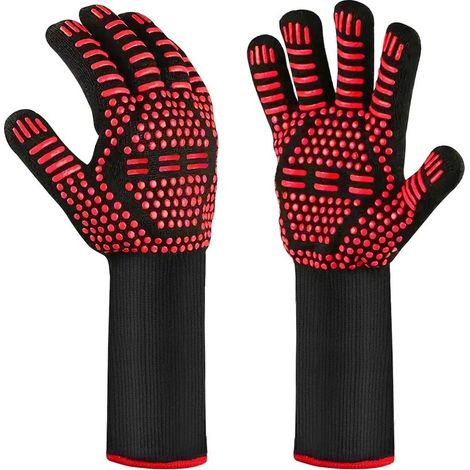 Gants de Barbecue résistants à la Chaleur Gants de Four Gants ignifuges Gants de Cuisson - OUTDOUSE BBQ Gants de Cuisine pour la Cuisson au Four, Rouge (1/5)