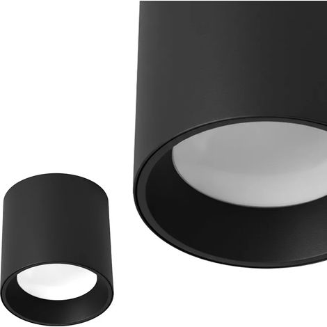 Plafonnier spot saillie rond noir Ø103x145mm aluminium GU10 IP20 SALSA-XL - HOROZ (1/5)