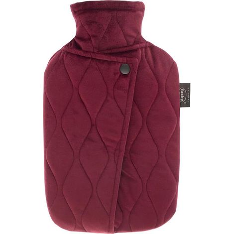 Bouillotte 2,0 l, bordeaux, housse matelassée avec bouton pression et fermeture Velcro (1/5)