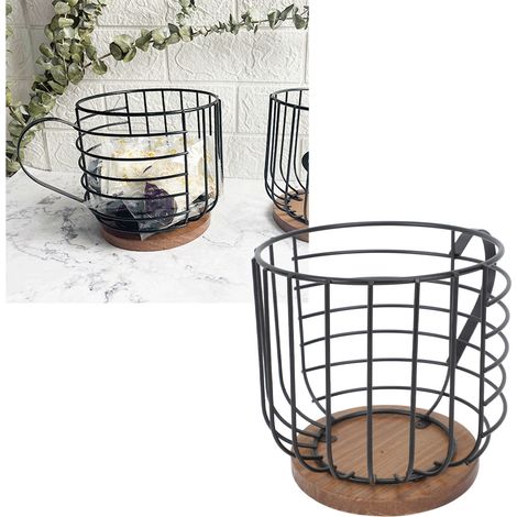 Kaffeekapselhalter aus Eisen, tassenförmiger Präsentationsständer, Aufbewahrungskorb für Küche und Wohnzimmer, schlicht schwarz mit Deckel (1/5)