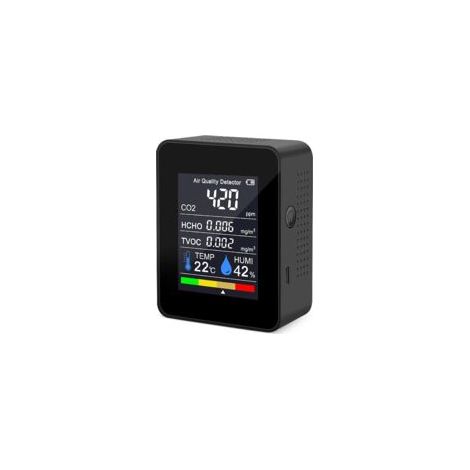 Crezuo Tragbarer CO2-Luftqualitätsdetektor, Temperatur- und Feuchtigkeitsmesser (1/4)