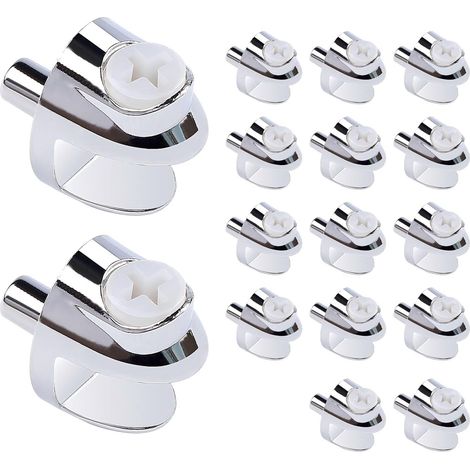 16 Pièces Supports D'étagère en Verre, Support de Verre Réglable, Pince Support en Alliage de Zinc, Pince à Verre pour Verre de 3 8mm (1/5)