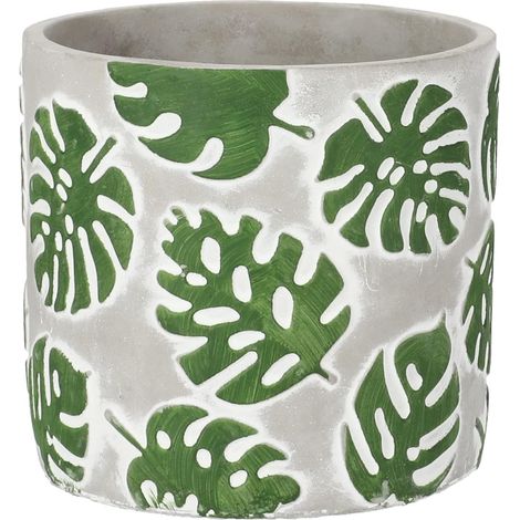 KOTARBAU Pot de fleurs en béton décoratif Motif feuille de fenêtre Monstera 16 cm (1/5)