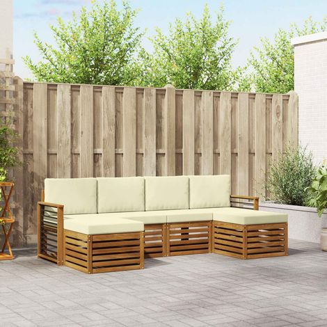 Sofagarnituren 6 pcs Natur und Creme Massivholz Akazie (1/5)