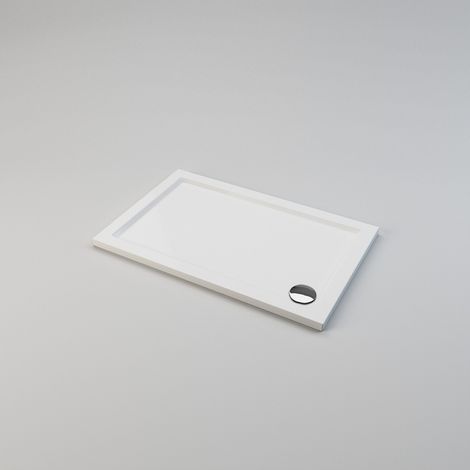ELEGANT 1200 x 700 x 40 mm Shower Tray Slimline Square Shower Enclosure Base Gloss White with Waste Trap