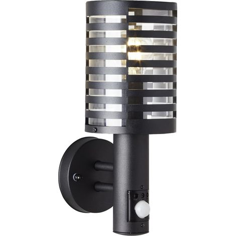 BRILLIANT Lampe, Venlo Außenwandleuchte stehend Bewegungsmelder schwarz matt, Edelstahl/Kunststoff, 1x A60, E27, 40W,Normallampen (nicht enthalten)