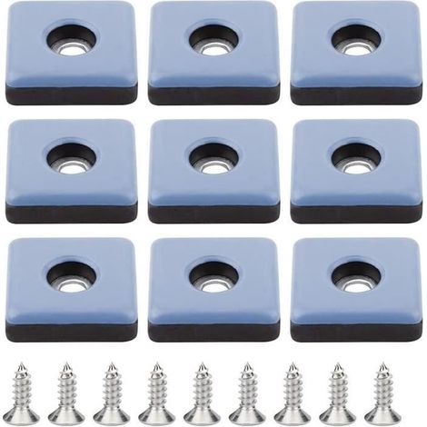 Patins de Meubles,Patins Meubles Téflon 25mm Pied de Chaise avec Vis,Pied de Chaise à Visser Carrés,pour Sol en Bois Carrelage,9pcs (1/4)