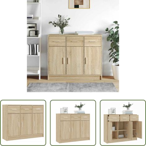 vidaXL Rangement bois - Buffet chêne sonoma 91x28x75 cm bois d'ingénierie (1/5)