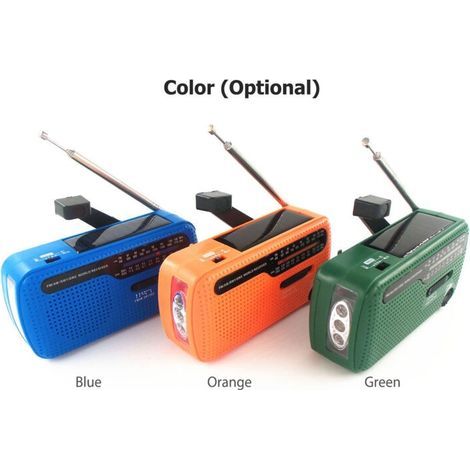 Radio d'urgence, batterie externe portable rechargeable solaire 1200 mAh, lampe torche LED, récepteur AM/FM SW1 SW2, fonctionne sur batterie, avec chargeur de téléphone portable,orange . (1/5)