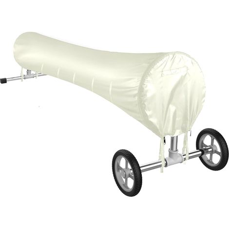 Couverture Rouleau de Piscine, Pliables 420D Oxford Étanche Chaleur Solaire Anti-Vent Pluie Poussière/UV Bâche Protection Cordon Serrage, pour l'hiver et l'été, bobines Enrouleurs (Beige, 16FT) (1/4)