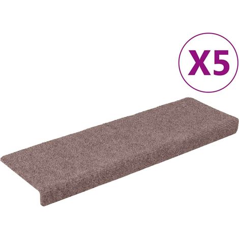 Maison Exclusive - Tappetini per scale autoadesivi 5 pz 65x21x4 cm Marrone Chiaro Bordo rettangolare