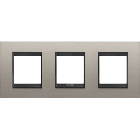 PLAQUE LUX 2+2+2P H MÉTAL ALUMINIUM GEWISS GW16226WS (1/2)