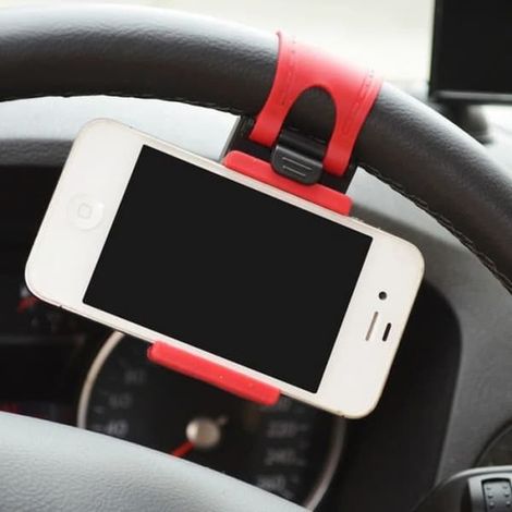 Support universel pour téléphone, support de téléphone pour volant de voiture, compatible iPhone, iPod, MP4 et GPS (1/4)