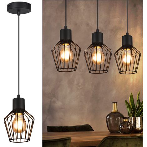 Lámpara colgante de mesa de comedor negra GBLY - Lámpara colgante E27 de 1 llama Lámparas colgantes Pantalla de metal Lámpara industrial Lámpara de sala de estar para cocina Dormitorio Cafetería