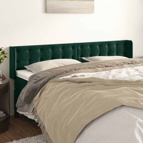 vidaXL Cabecero de terciopelo verde oscuro 183x16x78/88 cm (1/5)