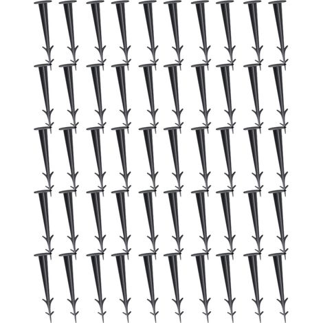 Satz mit 50 Befestigungspfähchen Erdanker mit extra stabilem Haken, schwarzer Kunststoff für Landschaftsunkrautvlies, 12 cm
